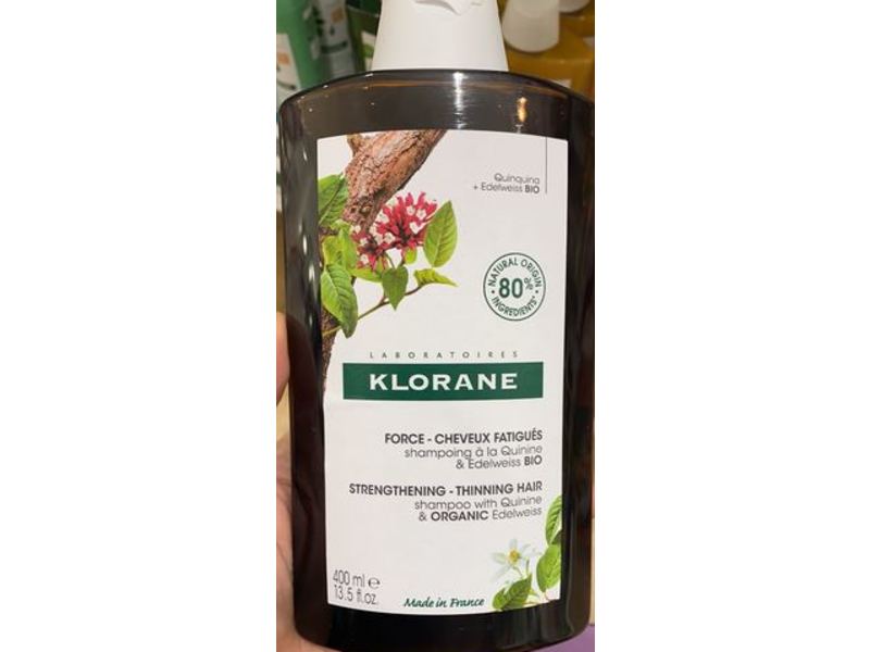 Klorane Strengthening Thinning Hair Shampoo, Quinine & Organic Edelweiss, 13.5 fl oz/400 mL