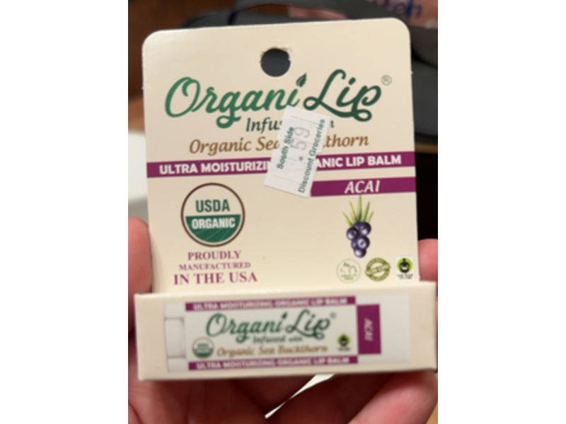 Organi Lip Ultra Moisturizing Organic Lip Balm, Organic Sea Buckthorn & Acai, 0.15 oz