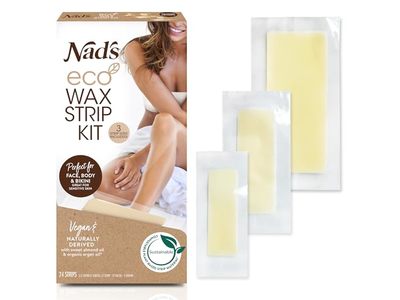 Nad's Eco Wax Strip Kit, Sweet Almond Oil & Organic Argan Oil, 24 Count