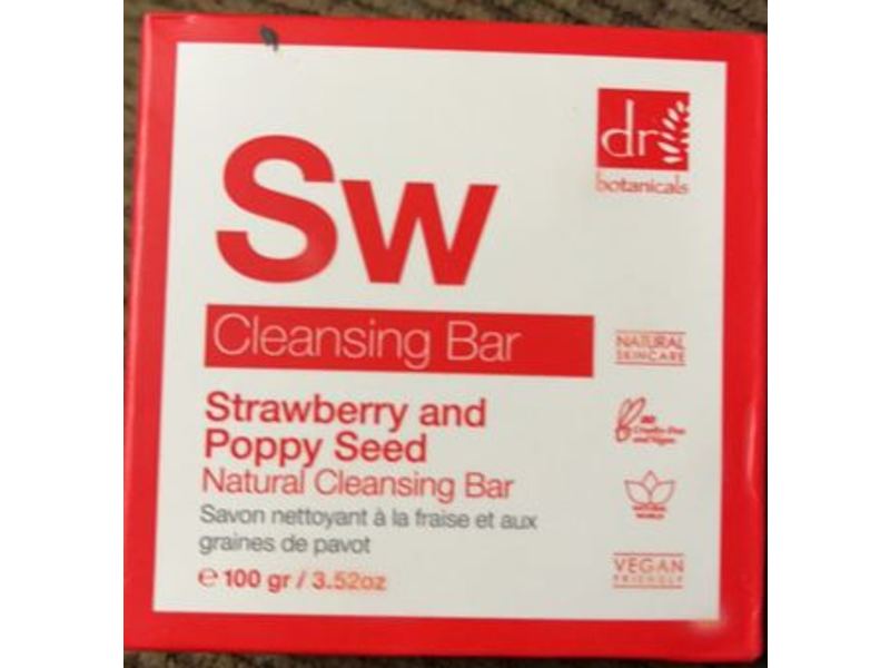 Dr Botanicals Sw Cleansing Bar, Strawberry And Poppy Seed, 3.52 oz/100 g