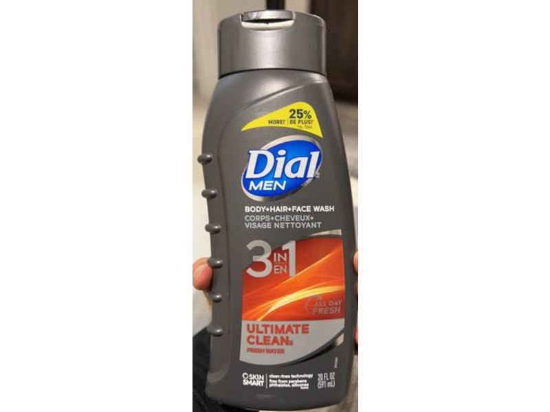 Dial Men Hair+Body+Face Wash, Ultimate Clean, 21 oz/591 mL