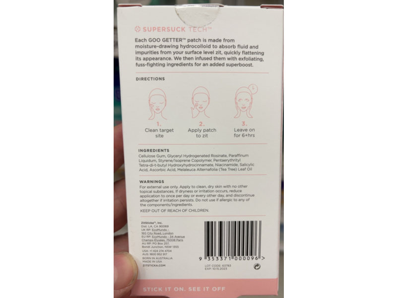 Zitsticka Goo Getter Surface Extraction Dots, Hydrocolloid Patch, 0.3 oz/8.5 g, 36 Count