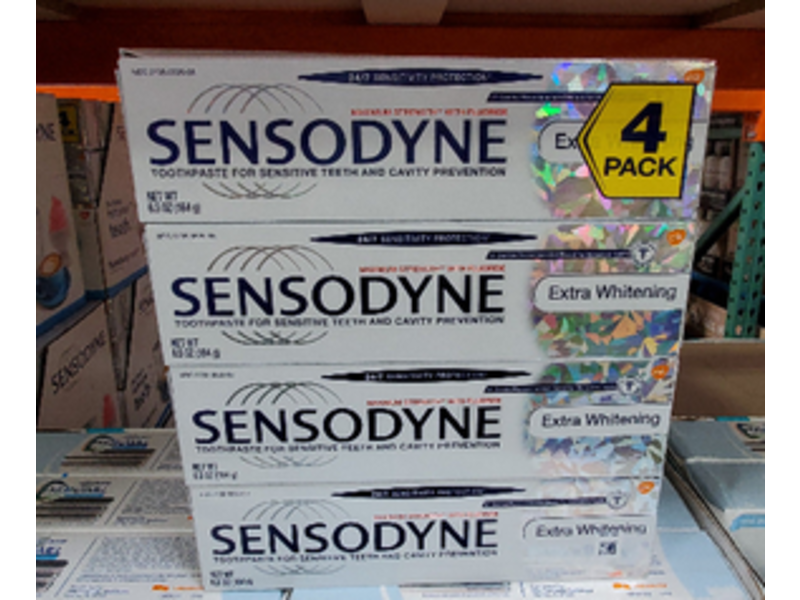 Sensodyne Toothpaste For Sensitive Teeth And Cavity Prevention, Extra Whitening, Pack Of 4