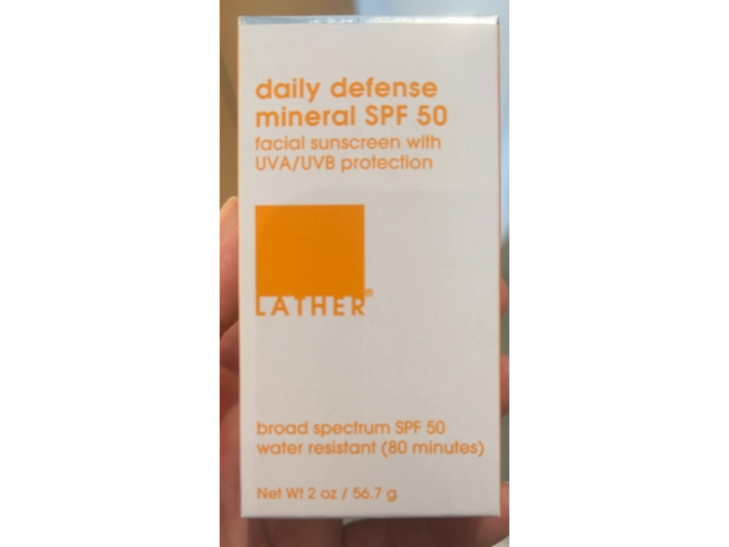 Lather Daily Defense Mineral Facial Sunscreen, SPF 50, 2 oz/56.7 g