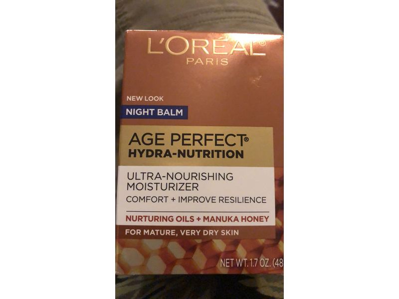 L'Oreal Paris Night Balm Age Perfect Hydra-Nutrition Ultra-Nourishing Moisturizer, Honey, 1.7 oz