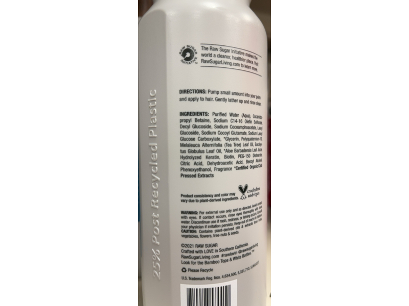 Raw Sugar Men Strength Shampoo & Conditioner, Tea Tree + Coconut + Aloe, 18 fl oz/532 mL