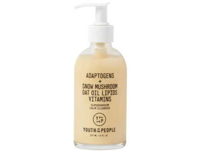 Youth To The People Supershroom Calm Face Cleanser, Adaptogens + Snow Mushroom + Oat Oil Lipids + Vitamins, 8 fl oz/237 mL