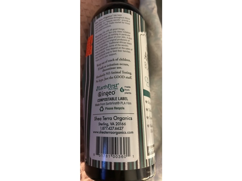 Shea Terra Organics The Original Black Soap Body Wash, Menthe, 16 oz/473 mL