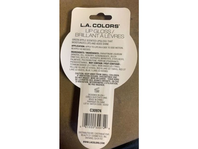 L.A Colors Lipi Gloss, Green Apple, 0.14 fl oz/4 mL
