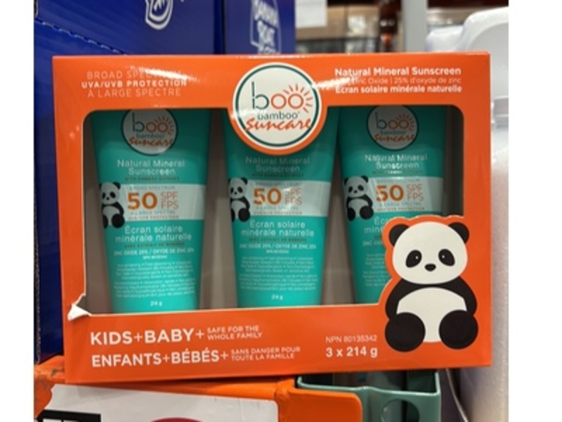 Boo Bamboo Suncare Kids + Baby Natural Mineral Sunscreen, SPF 50, 214 g, 3 Count