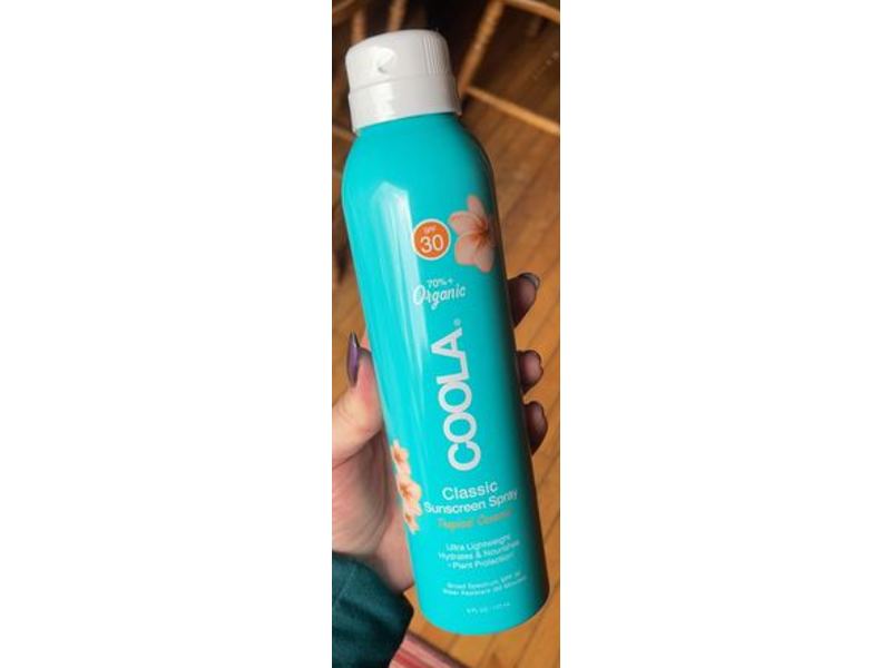 Coola Organic Classic Sunscreen Spray, SPF 30, Tropical Coconut, Natural Scent, 6 fl oz/177 mL