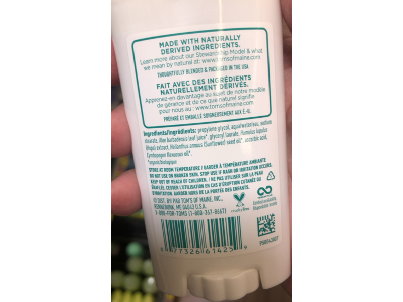 Tom's of Maine Long Lasting Deodorant, Unscented, 2.25 oz