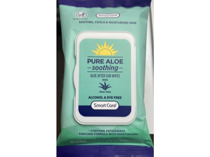 Smart Care Pure Aloe Soothing After Sun Wipes, Aloe Vera, 30 Count