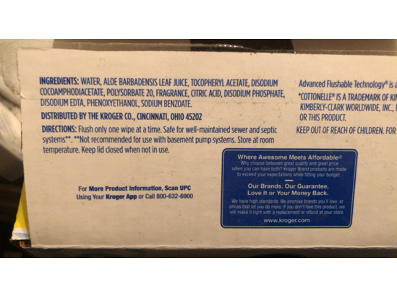 Kroger Flushable Wipes, Aloe & Vitamin E, 420 Count, Pack Of 10