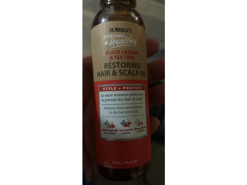 Dr. Miracle's Strong + Healthy Restoring Hair & Scalp Oil, Black Castor & Tea Tree, 4 fl oz/118 mL