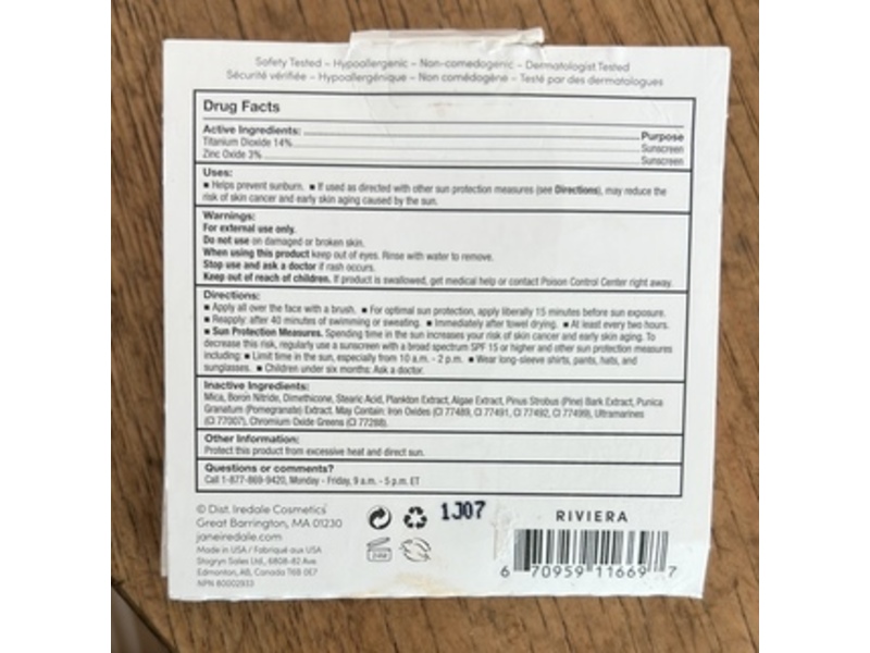 Jane Iredale Purepressed Base Mineral Foundation Refill, Riviera, SPF 20, 0.35 oz/9.9 g