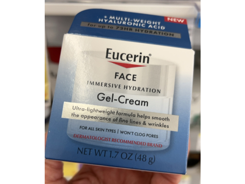 Eucerin Immersive Hydration Face Gel Cream, Hyaluronic Acid, 1.7 oz/48 g