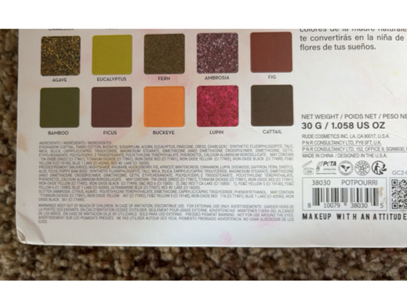 Rude Flower Child 30 Pressed Pigment and Shadows, Potpourri, 1.58 fl oz/30 g