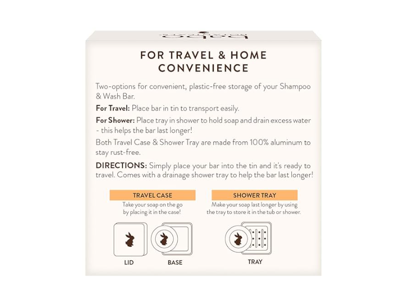 Babo Botanicals Shampoo Bar, Travel Case & Shower Tray, 3.5 oz/100 g
