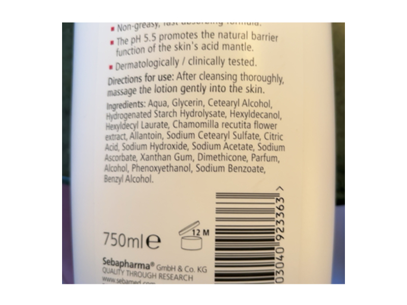 Sebamed Sensitive Skin Moisturizing Body Lotion, Camomile & Allantoin, 750 mL