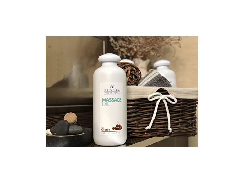 Hristina Massage Oil with Cherry, 16.90 oz/500 mL
