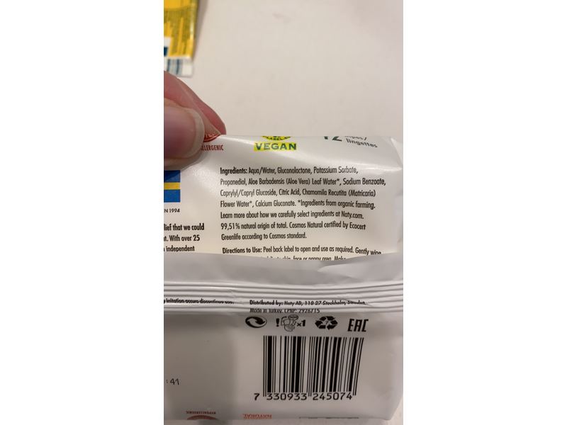 Naty Eco-Sensitive Toddler Wipes - Resealable Top - 42 ct