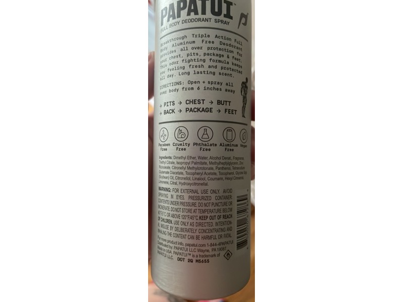 Papatui Full Body Deodorant Spray, Lush Coconut, 5 oz/141 g
