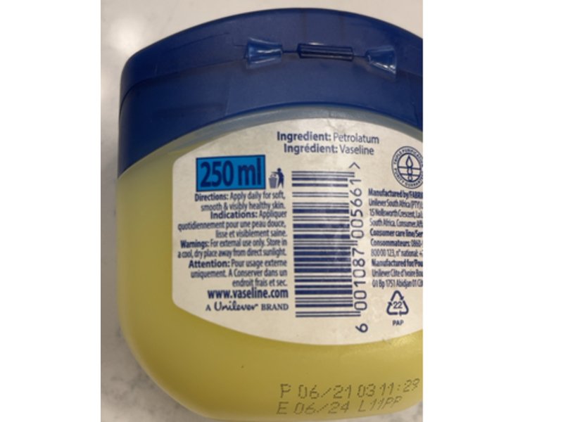 Vaseline Blueseal Pure Petroleum Jelly, Original, 250 mL
