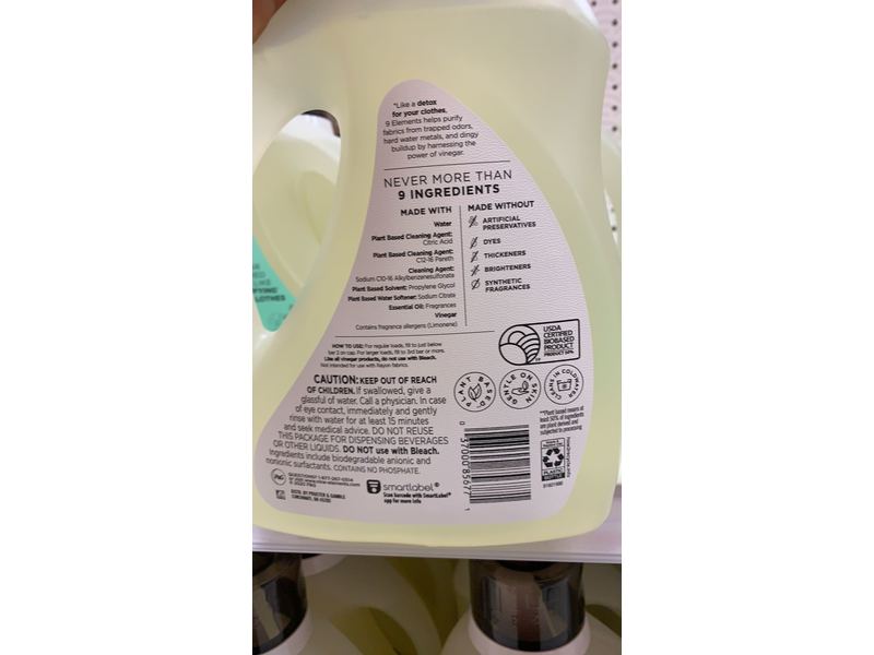 9 Elements Laundry Detergent, Eucalyptus Scent, 65 fl oz