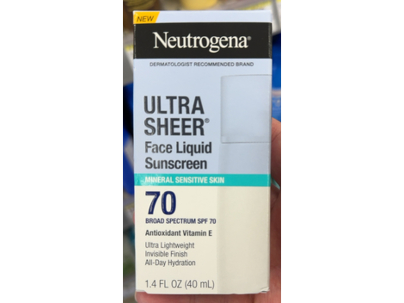 Neutrogena Ultra Sheer Face Liquid Sunscreen, SPF 70, 1.4 fl oz/40 mL