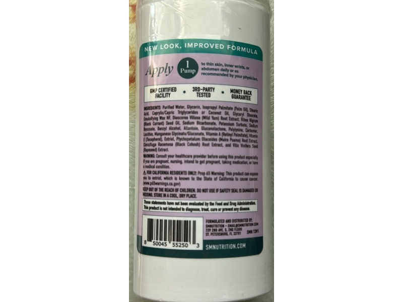 Sm Nutrition Bioidentical Estrogen Cream with Estriol Infused with Wild Yam, 4 oz