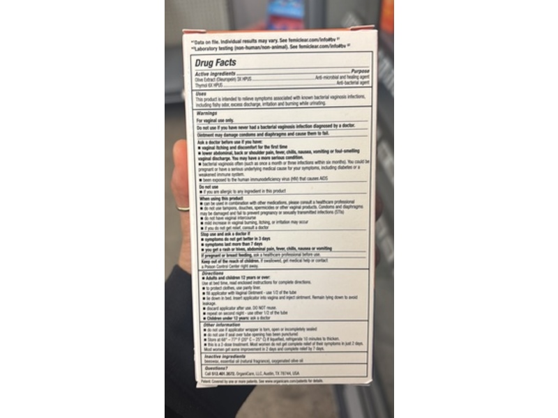 FemiClear Bacterial Vaginosis Symptoms Ointment, 0.5 oz/14.2 g