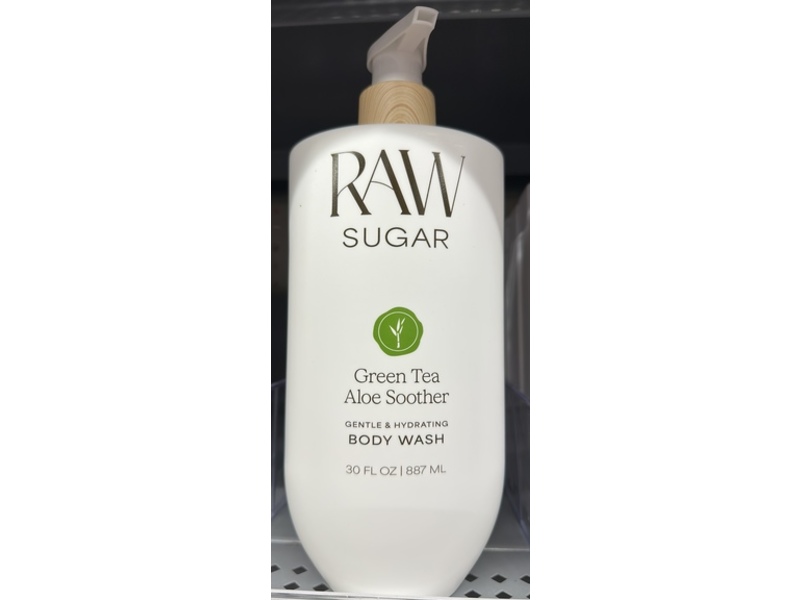 Raw Sugar Gentle & Hydrating Body Wash, Green Tea & Aloe, 30 fl oz/887 mL