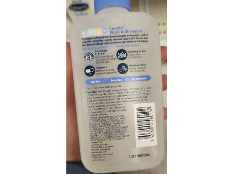Cerave Baby Wash & Shampoo, 3 Essential Ceramides & Vitamin E, 8 fl oz/237 mL
