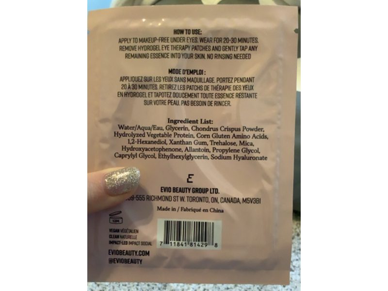 Evio Beauty Hydrogel Eye Therapy, Perspective Rose, 1 Pair