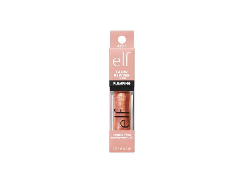 e.l.f. Glow Reviver Plumping Lip Oil, Apricot Feelings, 0.25 fl oz/7.6 mL