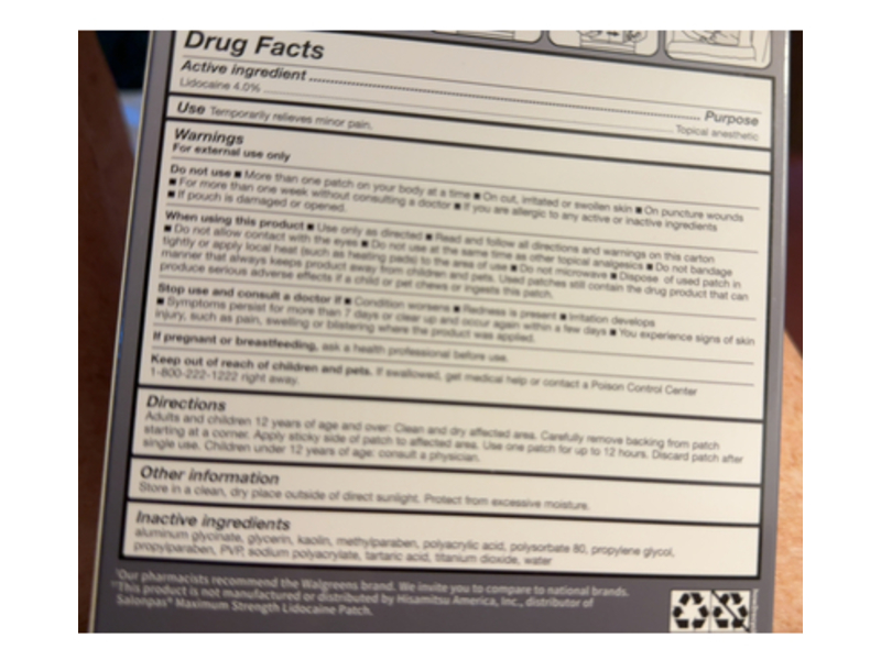 Walgreens Maximum Strength Medicated Pain Relieving Patches, Lidocaine, 6 Count