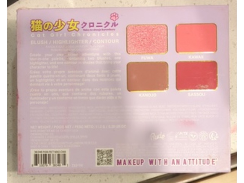 Rude Blush Highlighter Contour, Purr-Fect Neko-Chan, 0.39 oz/11.2 g