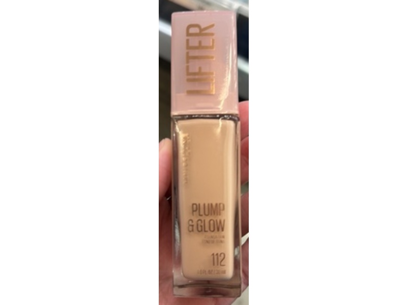 Maybelline Plump & Glow Liquid Foundation, 112 Neutral, 1.0 fl oz/30 mL