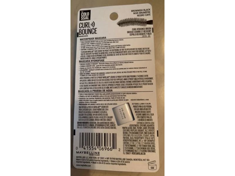 Maybelline New York The Colossal Curl Bounce Waterproof Mascara, 360 Brownish Black, 0.33 fl oz/10 mL