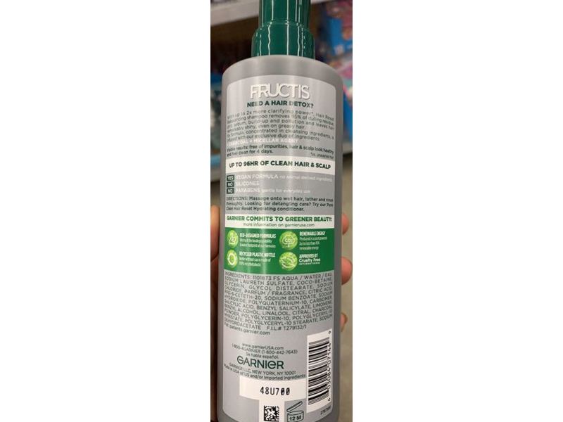 Garnier Fructis Pure Clean Hair Reset Rebalancing Shampoo, 12 fl oz/355 mL