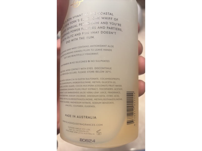 Glass House The Hamptons Hand Wash, Teak & Petitgrain, 15.2 fl oz/450 mL