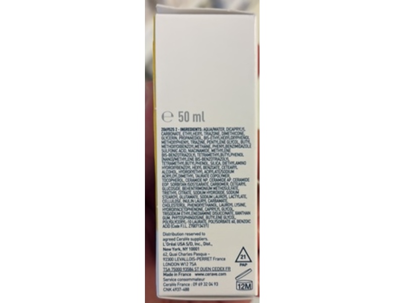 Cerave Invisible Hydrating Fluid Sunscreen, Spf 50, 1.69 fl oz/50 mL