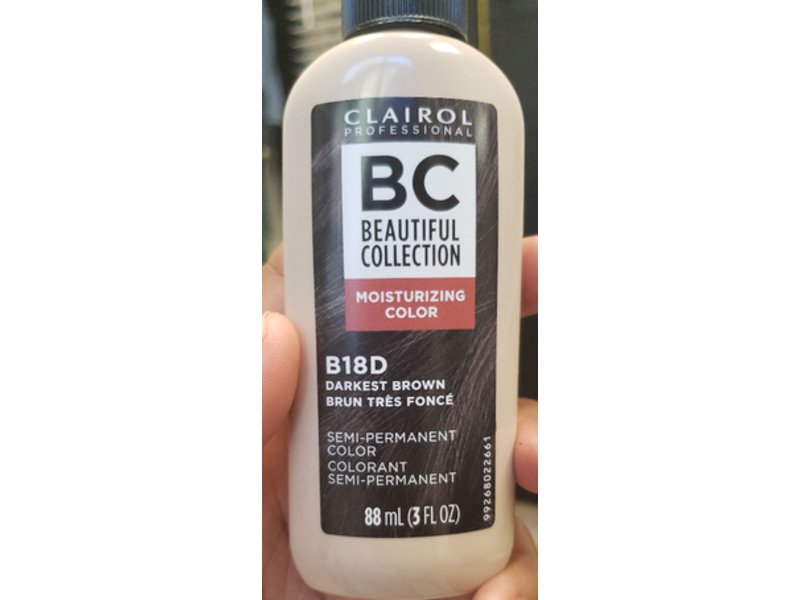Clairol Professional Beautiful Collection Semi-Permanent Color, 18D Darkest Brown, 3 fl oz/88 mL