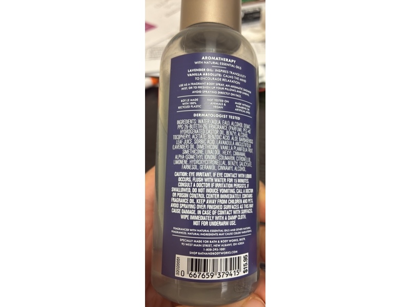 Bath & Body Works Sleep Essential Oil Pillow + Perfume Mist, Lavender + Vanilla, 5.85 fl oz/173 mL