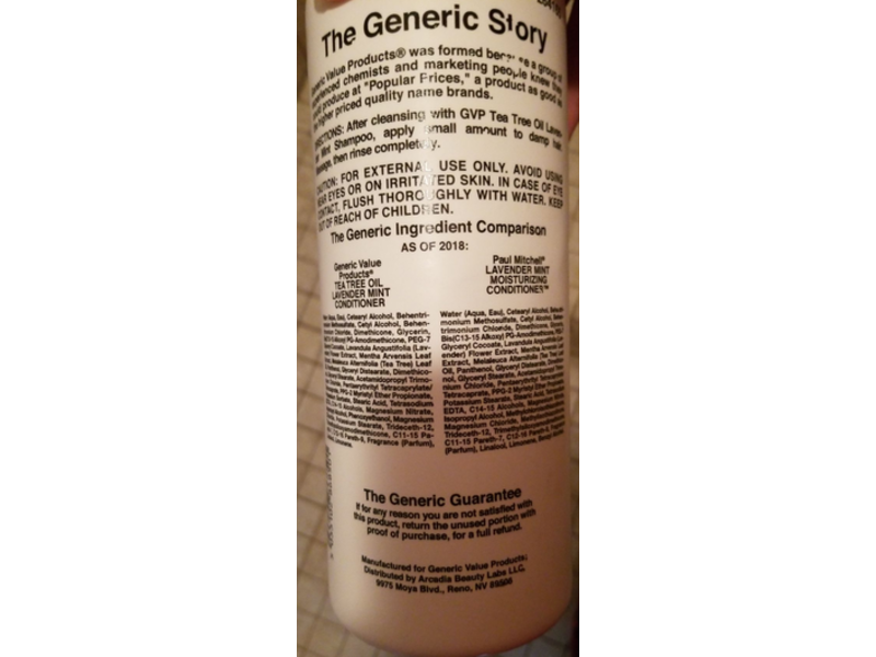 Generic Value Products Tea Tree Oil Conditioner, Lavender Mint, 3.8 fl oz/1 L