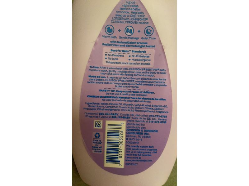 Johnson's Bed Time Baby Lotion, 15 fl oz/444 mL