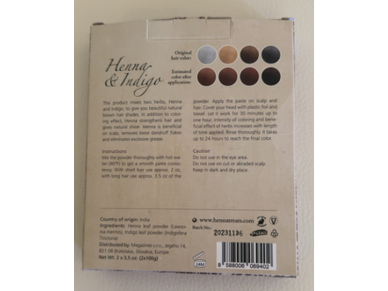 Indian Natural Hair Care Henna & Indigo Hair Dye, Brown, 3.5 oz/100 g
