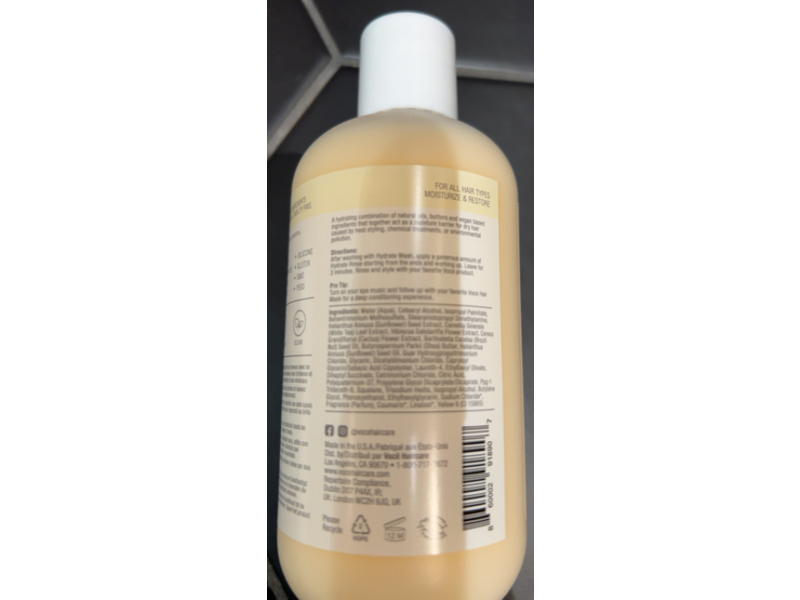 Voce Hydrate Rinse Moisture Infused Conditioner, Shea Butter, White Tea Vanilla Cactus, 8.5 fl oz/250 mL