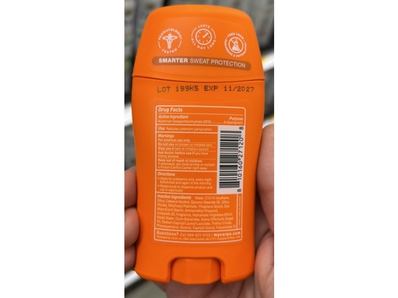 Carpe Underarm Antiperspirant Deodorant, Amber Glow, 1.76 oz/50 g